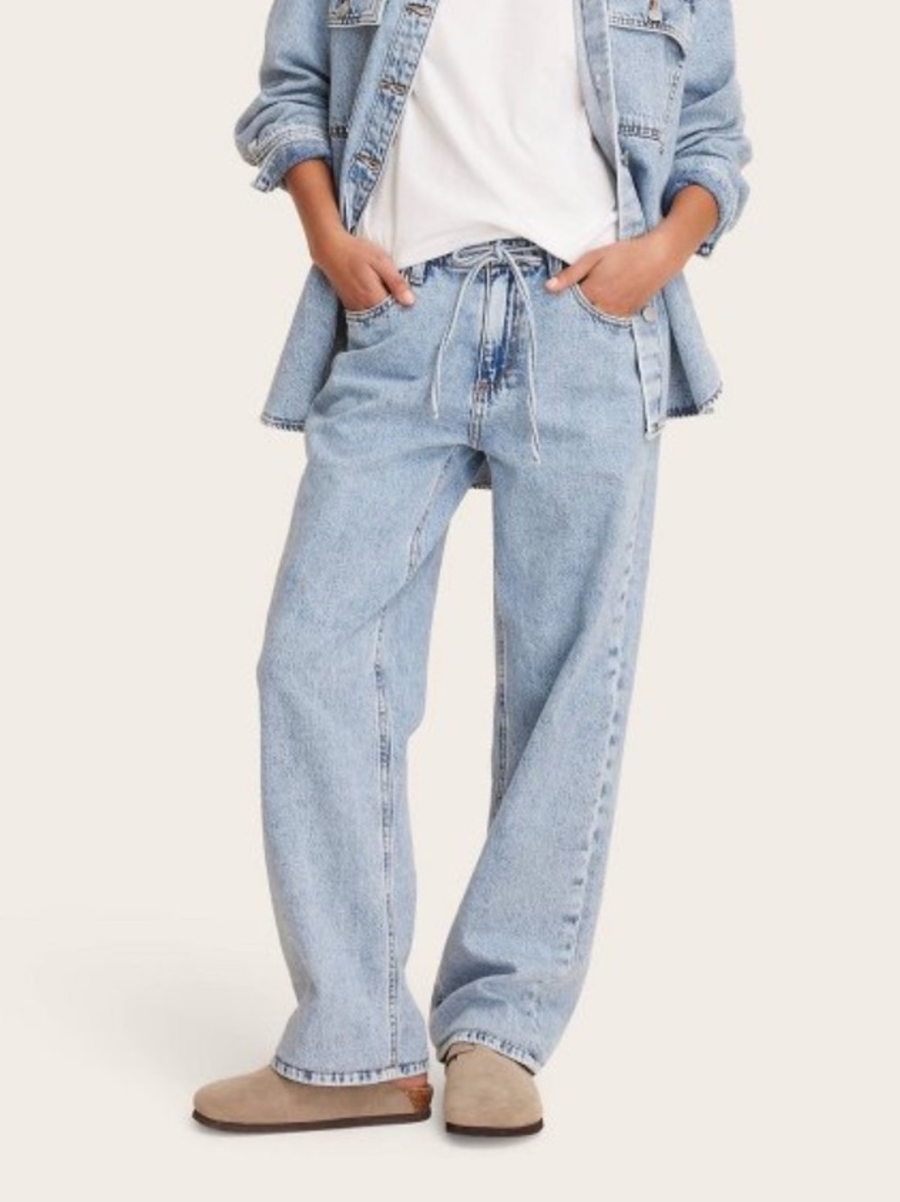 PARKE mid rise drawstring baggy jeans